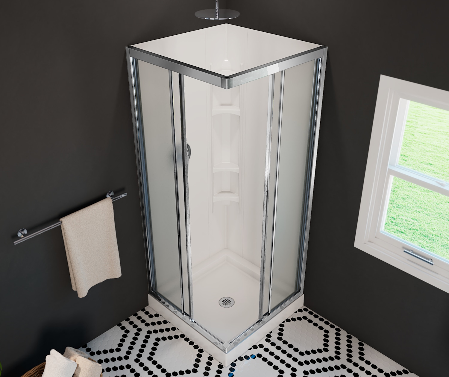 32 Mediterranean III 32 X 32 Polystyrene Center Drain Shower Kit In 32-mediterranean-iii-32-x-32-polystyrene-center-drain-shower-kit-in